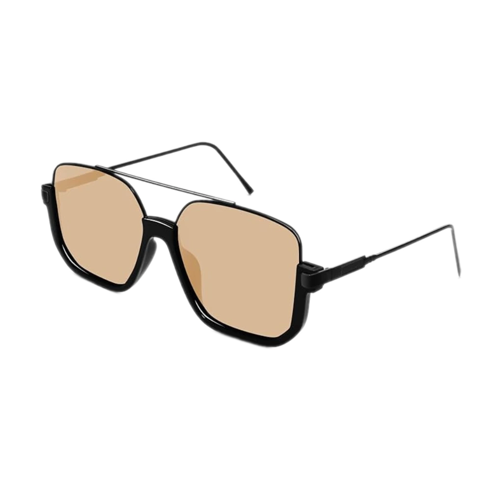 Retro Oversized Aviator Sunglasses for Women Men Square Double Bridge Pilot Sun Glasses 70s Trendy Shades
