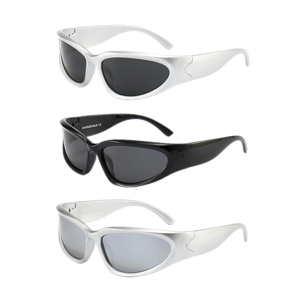 SOAR&EAGLE Y2K 3Pack Polarized sunglasses Wrap Around Men's Women's sunglasses Fashion Sport Shades Sun Glasses
